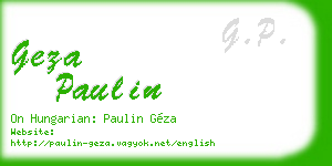 geza paulin business card