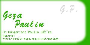 geza paulin business card